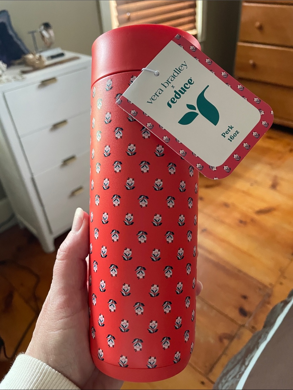 Vera Bradley Coral Red Floral Insulated Bottle hot or cold